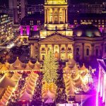 Illuminated Christmas market in Berlin-Mitte during the winter season