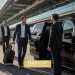 Business Reisende werden am Flughafen von einem Chauffeur mit VIP Shuttle empfangen