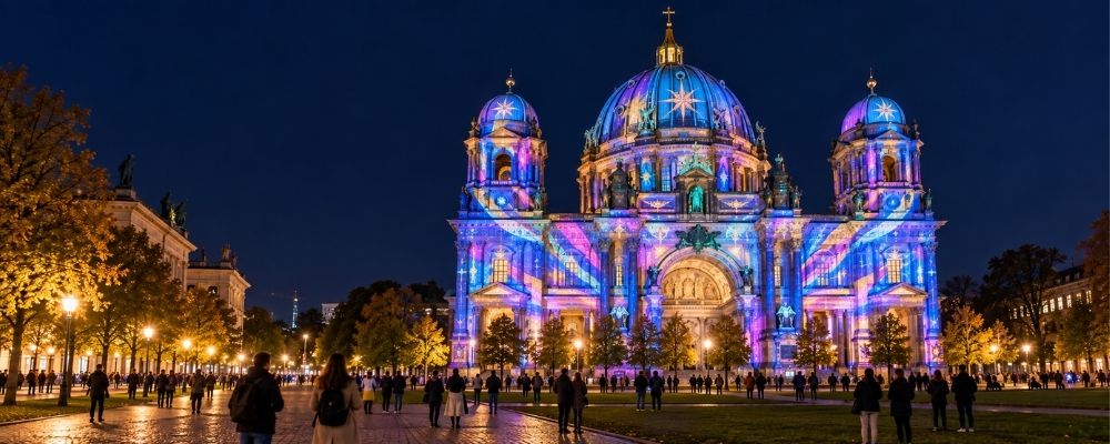 Berliner Dom mit Lichtprojektionen beim Festival of Lights in Berlin